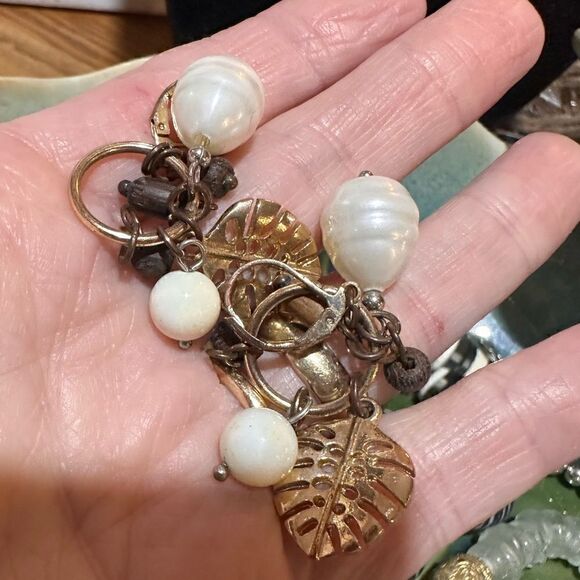 Gorgeous Glass Beaded Long Necklace Freshwater Pearl Earrings & Stone Bracelet - Picture 3 of 6